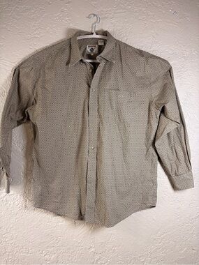 Resistol Rodeo Gear Mens Large Beige/brown Western Cowboy Button Up Shirt